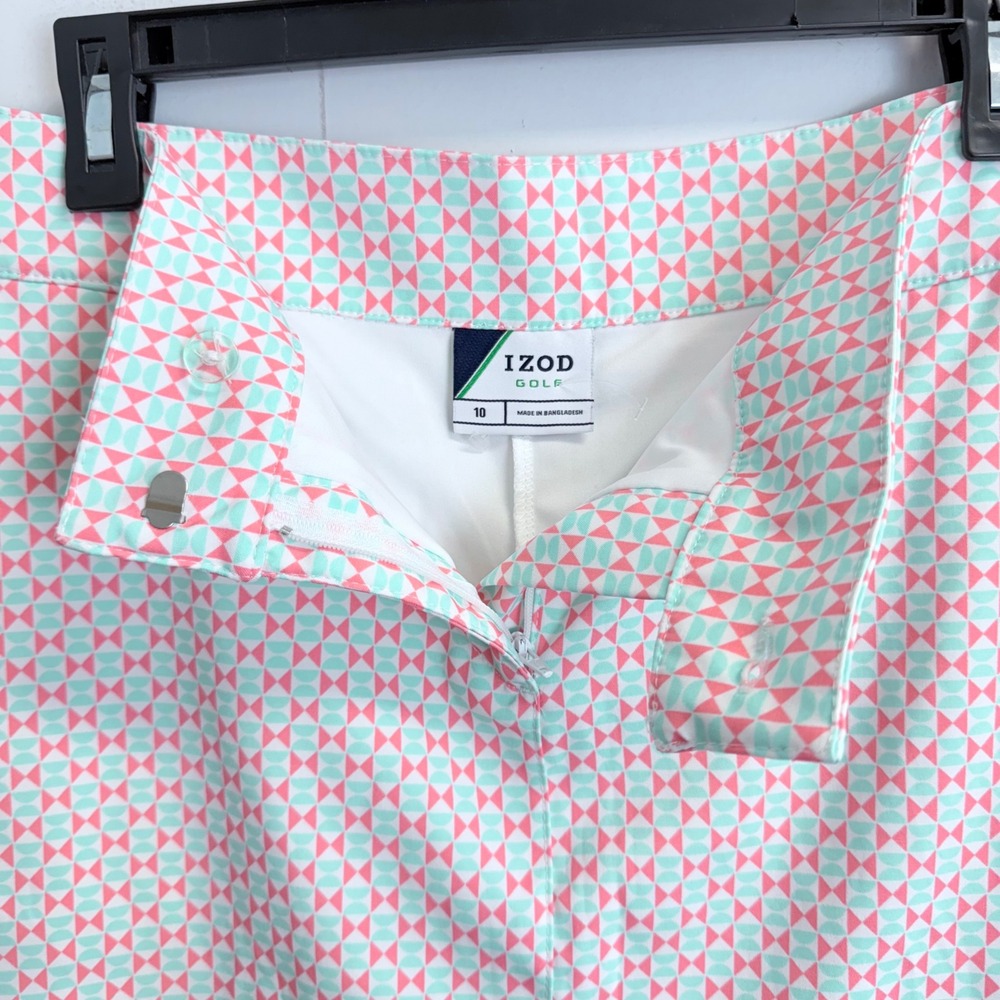 IZOD Golf Womens Geometric Print Skort Pink Mint Green Active Skirt Size‎ 10 - Picture 4 of 9